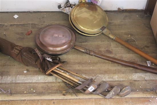 Hickory golf clubs in bag